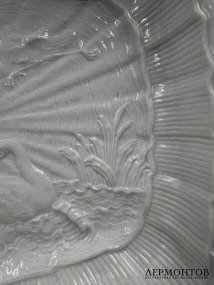 Прямоугольное блюдо из «Лебединого сервиза», 22,5 × 21 см. Фарфор, Meissen, Германия