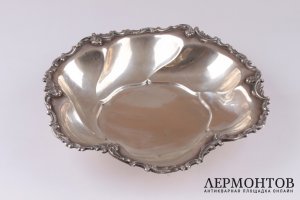 Блюдо круглое рокайль. Серебро 800. Италия