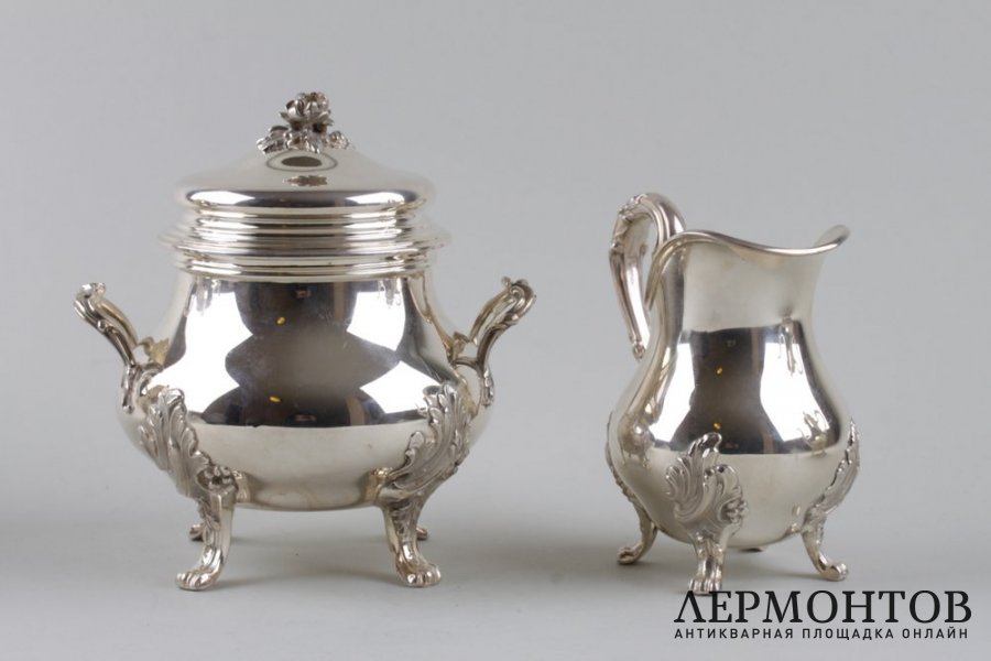 Чайный и кофейный сервиз Tetard Freres. Серебро 950. Франция, нач. XX века.