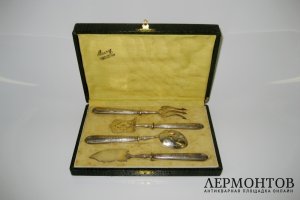 Набор для завтрака. Серебро 950 пробы, сталь. Франция.