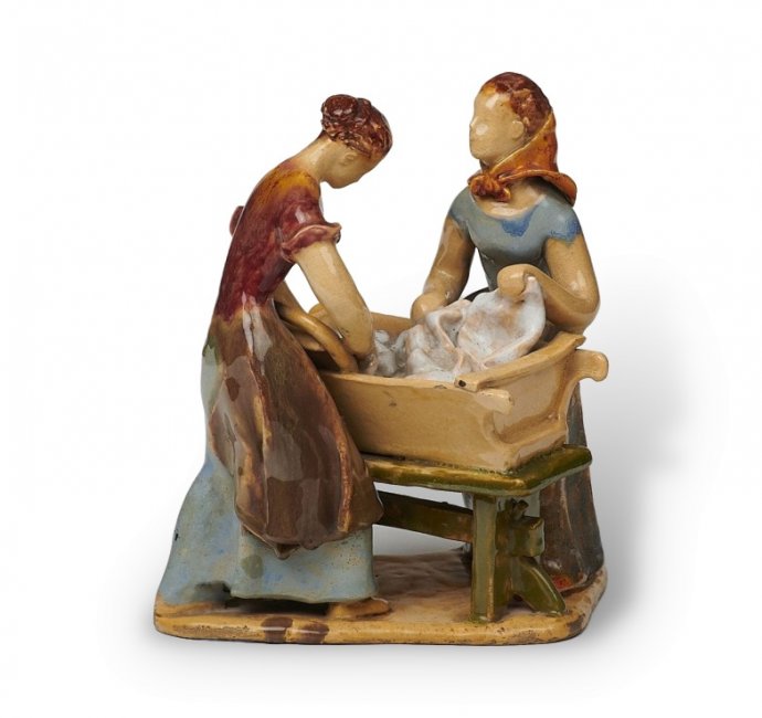 Статуэтка «Прачки». Керамика, Jiří Alexa, Bechyně, Чехословакия, 1942 год
