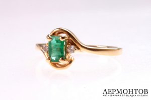 Кольцо Изумруд, бриллианты 1,00 к. Золото 585 пробы.