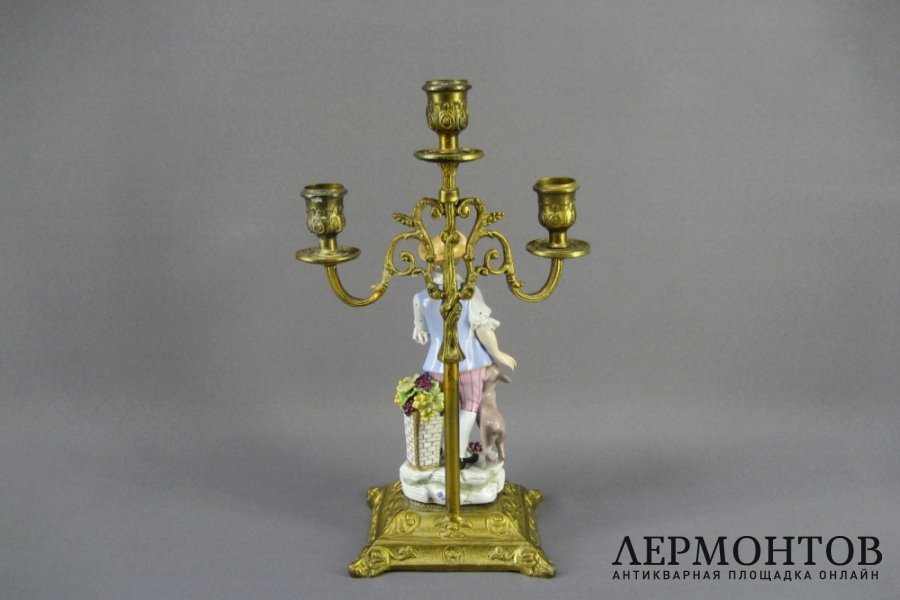 Каминный гарнитур. Фарфор, бронза. Германия, ХХ век.