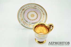 Чайная пара из Михайловского сервиза. Россия, Императорский завод, 1819-1850-е гг.