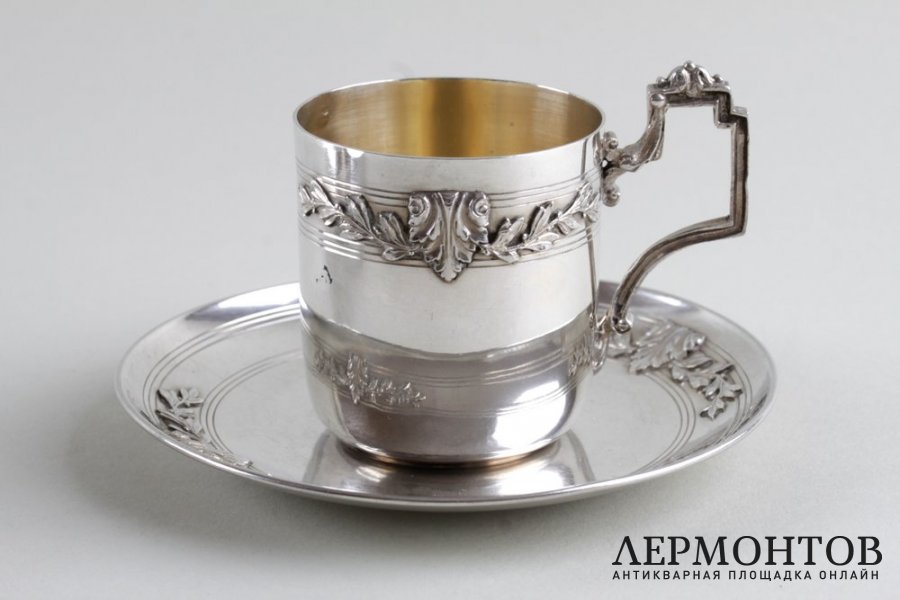 Две кофейные пары из серебра 950 пробы. Стиль ампир. Франция, XIX в.
