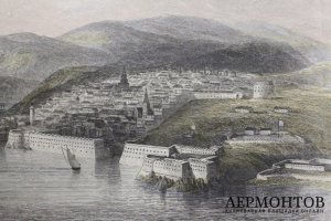 Гравюра. Вид на Севастополь с высоты птичьего полета. Лондон. 1860-е. 