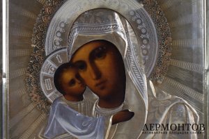 Икона. Владимирская Пресвятая Богородица. Дерево, серебро 84 пробы. Россия, XIX .