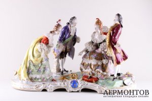 Композиция Разговор. Volkstedt. Фарфор, роспись. Германия, сер. XX в.