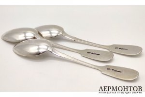 3 столовых ложки. Серебро 84 пр. Российская империя, торговый дом И.Е.Морозова, 1900е