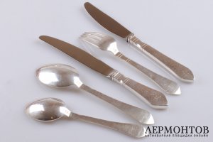 Столовый сервиз на 14 персон. Georg Jensen. Серебро 925 пробы. Дания
