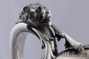 Крупный кувшин для воды. Гильоширование, чеканка. Серебро 900 пробы. XIX век.