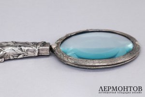 Лупа с ручкой, украшенной головой лошади. Модерн. Европа, 1900е гг. Серебрение