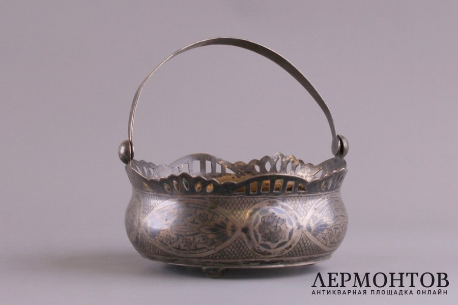 Сахарница с ручкой. Серебро 875 пробы. СССР, 50-е годы 20 в.