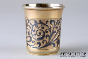 Стопка с чернением. Серебро 84 пробы, золочение. Россия, XIX в.