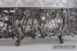 Ваза для фруктов. Серебро 950 пробы, хрусталь. Франция, XIX в.