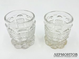 Стаканы. Россия, Императорский стеклянный завод, 19 век. Стекло, резьба.
