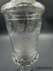 Кубок с крышкой «Пастораль». Хрусталь, гравировка, Европа, 1870–1890 годы