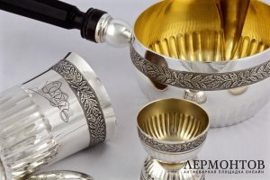 Сервировочный набор для ребенка. Серебро 950 пробы. Франция.