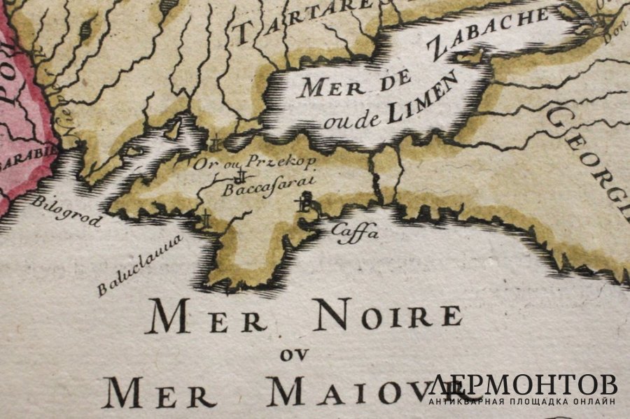 Карта Черного моря, Крыма, России, Грузии. А. М. Мале. Франция, 1683 год.