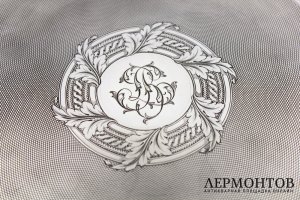 Набор рюмок на подносе. Серебро 950 пробы. Франция, кон. XIX в.