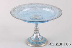 Ваза на ножке. Россия, ИСЗ, 1870-1880-е гг. Стекло, роспись.