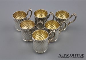 Набор стопок на 12 персон. Серебро 950 пробы. Франция, XIX век.