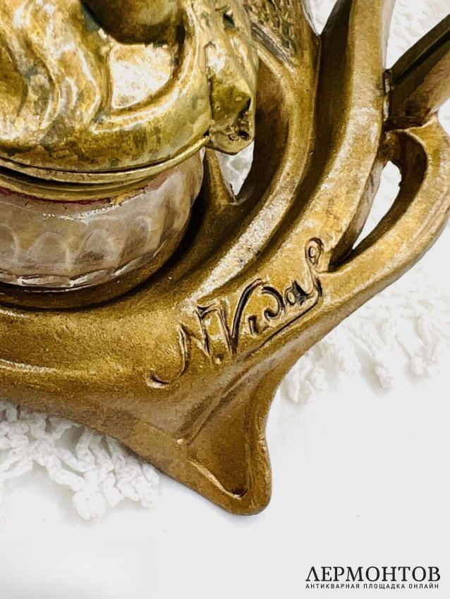 Чернильный прибор с фигурой собаки. Шпиатр, скульптор Н. Видаль, Франция, 2-я половина 19 века