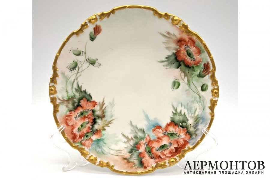 Тарелка Маки. Фарфор, роспись. Франция, Лимож, фабрика La Seynie, 1910-е гг. 