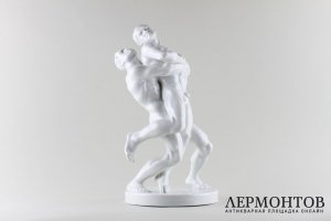 Статуэтка Борцы. Фарфор.  Фабрика Herend, Венгрия, подпись Farkas B., 1940-е гг.