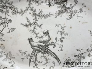 Большое блюдо Птицы. Россия, Гарднер, 1870-80-е гг. Фаянс, печать.