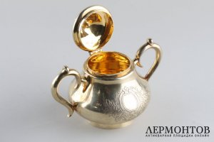 Сахарница. А.Афанасьев. Серебро 84 пробы. Российская империя.