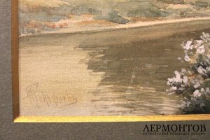 Картина Прокофьев А.М. Пейзаж с рекой. 1901 г.  
