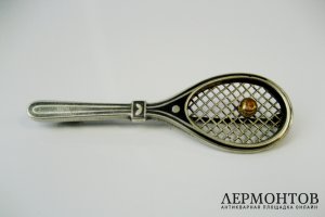 Брошь. Серебро 950 пробы, золото 585 пробы. Франция. 