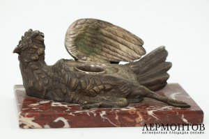 Чернильница и пресс-папье Куропатка и птенец. Австрия, Вена, 19 в. Бронза, литье.