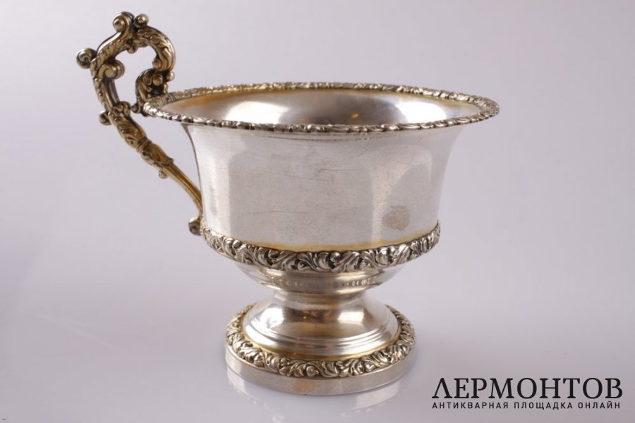 Чашка чайная в стиле барокко. Серебро 950 пробы. Франция