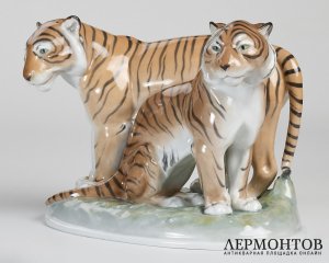 Статуэтка «Тигры». Фарфор, Karl Ens, Германия
