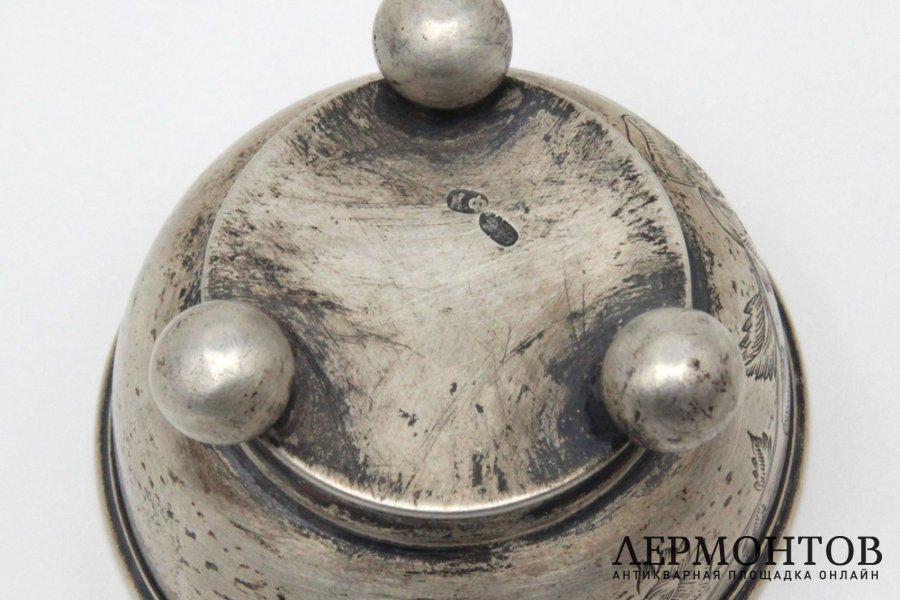 Солонка Чайная роза. Серебро 84 пробы. Российская империя, мастер КФ, 1880-90е гг.