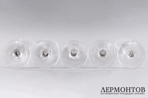 5 бокалов под шампанское. Россия, 1850-1890е гг. Хрусталь. 