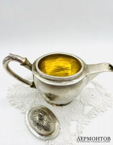 Кофейник с носиком-сердечком. Серебро 12 лот, золочение, Польша, 1814 год