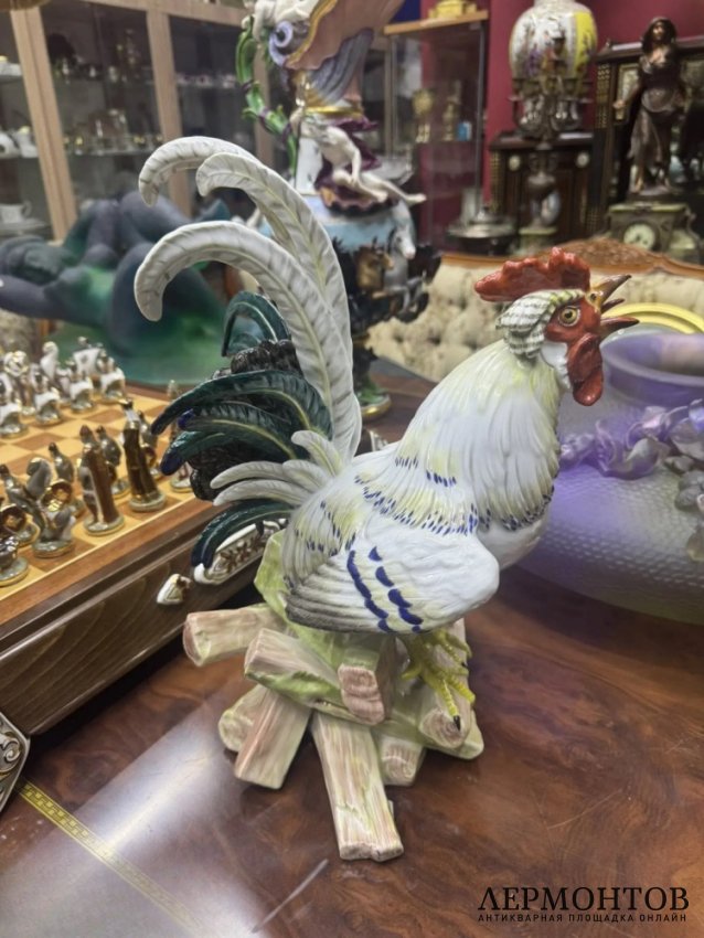 Скульптура «Домашний петух». Фарфор, роспись, Meissen, скульптор И. И. Кендлер, Германия, 1924–1934 годы