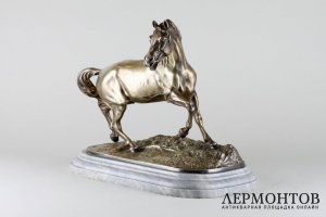 Скульптура Жеребец. Бронза, серебрение. Европа, кон.19- нач. 20 века.