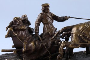 Скульптура Зимняя тройка. Россия,  Грачев, отливка - К.Ф.Верфель, 1880-е гг. Бронза.