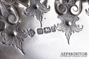 Ваза для фруктов и сладостей на ножке в викторианском стиле. Серебро 925. Англия