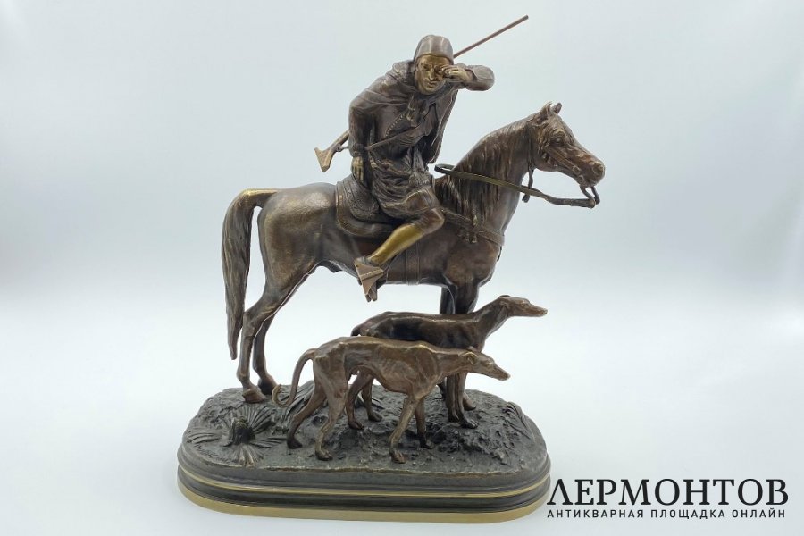 Скульптура Охотник. Франция, A. Dubucand, 19 век. Бронза, литье, патина.