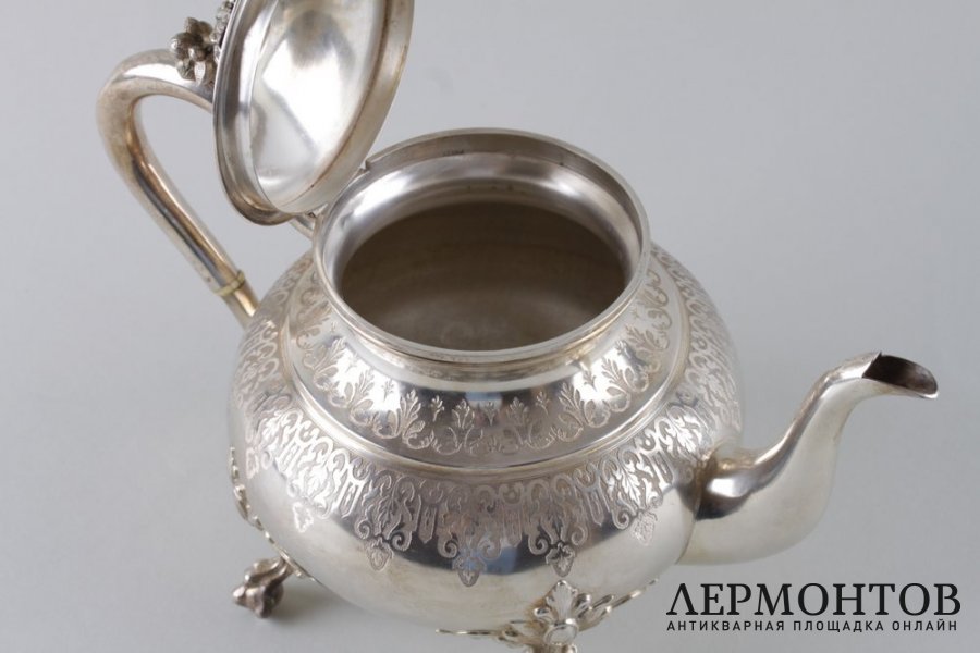 Чайник в стиле ампир. Claude Roussel. Серебро 950 пробы. Франция,  XIX в.