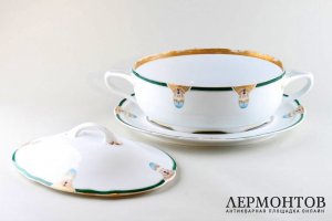 Блюдо для супа в стиле Модерн. Россия, фабрика Кузнецова, 1900-е гг. Фарфор.