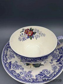 Чайная пара «Mayflower». Фаянс, роспись, Copeland Spode, Англия, 1920–1940 годы