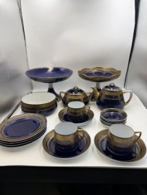Чайный сервиз с кобальтом. Фарфор, фабрика Гарднера, Россия, 1870–1890 годы