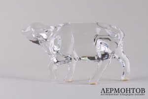 Статуэтка Бык. Франция, фирма Baccarat. Хрусталь, резьба. Символ 2021 года.