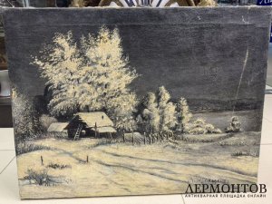 Картина «Русская зима». Холст, масло, Л. Поликарпов, Россия, 1911 год